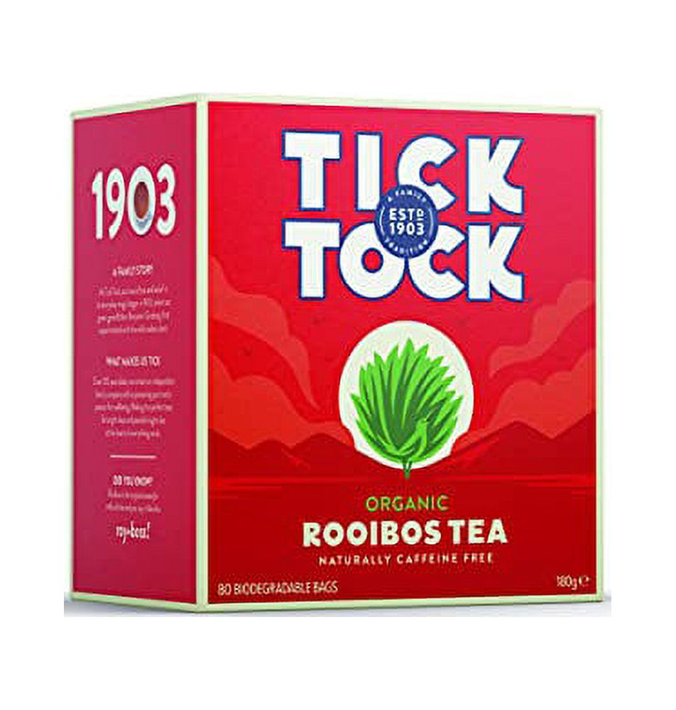 TICK TOCK TEAS Organic Rooibos Tea Bags, 80 Count