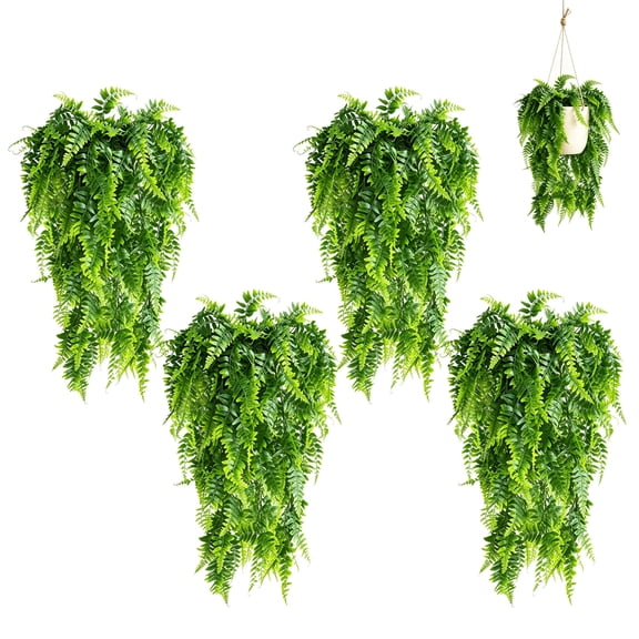 TICKJOY 4Pcs Fake Hanging Plants 32in Fake Ferns Fake Ivy Ferns Vine UV Resistant Greenery Vine for Outdoor,Indoor ,Bedroom, Living Room Boho Wall Porch ,Shelf and Garden Decor (Persian Vine)