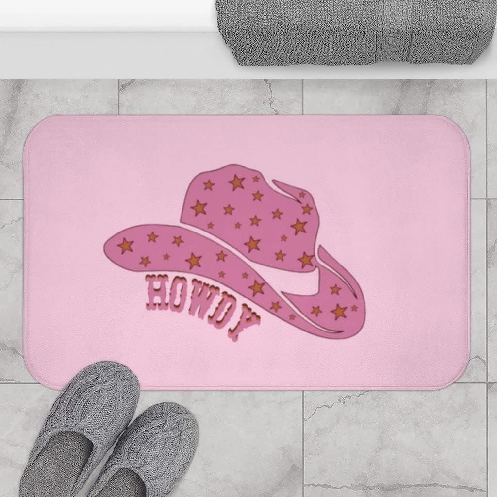 TICKPOT Bathroom Rugs Bath Mat Howdy Cute Pink Cowgirl Hat Home Decor ...