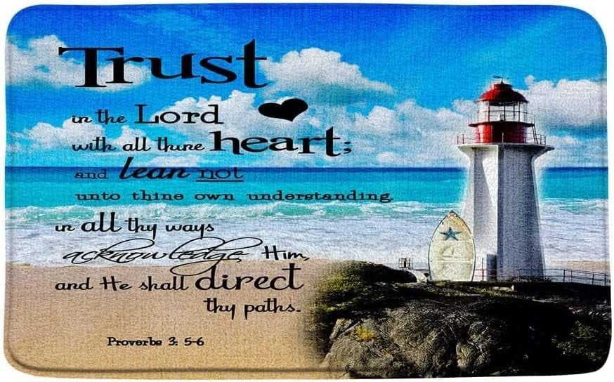 TICKPOT Bathroom Rugs Inspirational Quote Bath Mat Trust in Lord ...