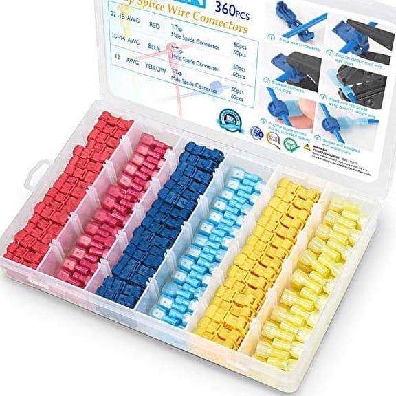 TICONN 360pc T-Tap Wire Connector Kit with Quick Splice Connectors & Storage Case