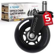 TICONN Office Chair Caster Wheels Set of 5 Universal Replacement Wheels for Hardwood Floors, Black