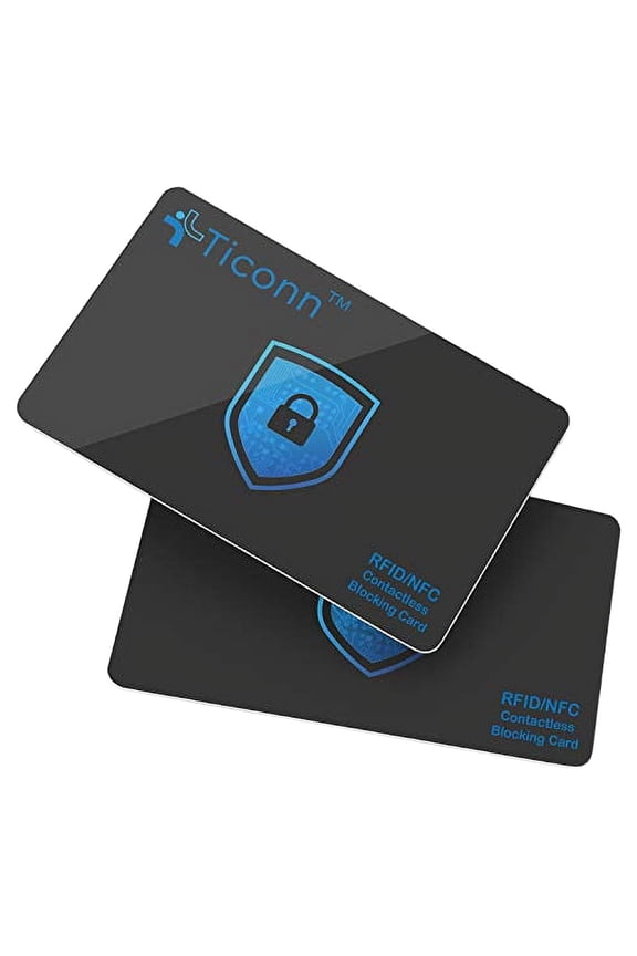 RFID Blocking Cards - 2 Pack, Premium Contactless NFC Debit Credit Card Passport Protector Blocker Set for Men & Women, Smart Slim Design Perfectly fits in Wallet/Purse (2)