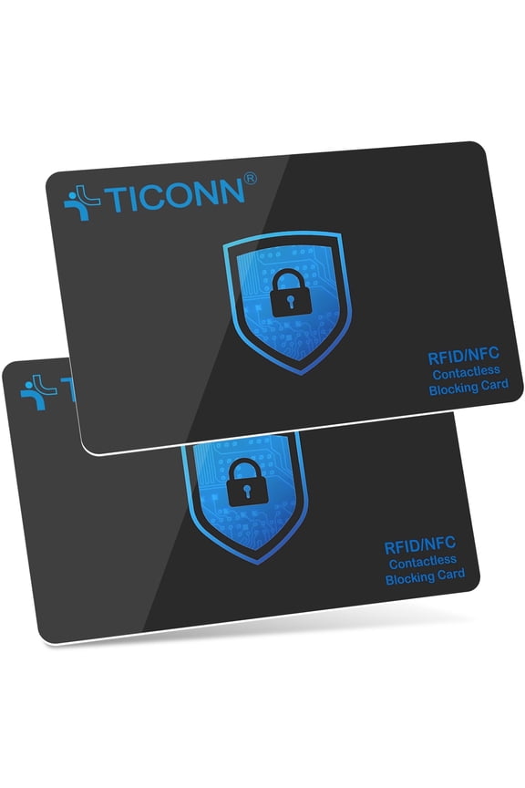 2pk RFID Blocking Cards for Wallets, NFC Credit Card & Passport Protector