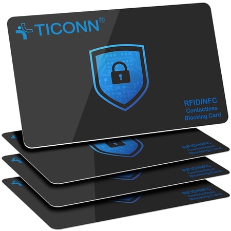 TICONN 4pk RFID Blocking Cards for Wallets, NFC Credit Card and Passport Protector