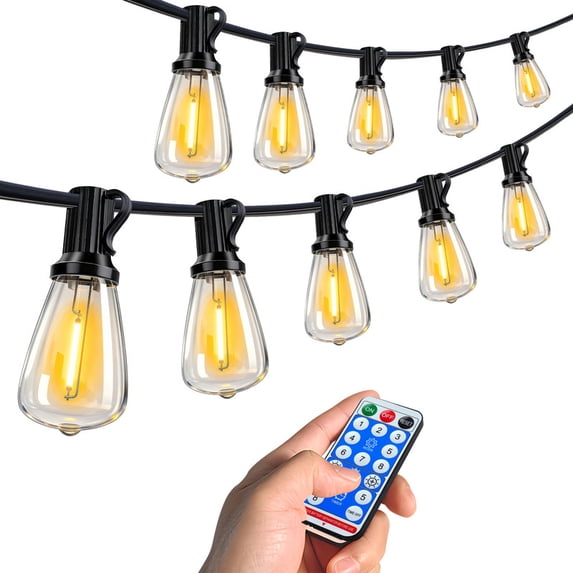 TICOZE 100FT Solar String Lights Waterproof, Patio Lights Solar Powered with Remote and USB Port – 30 LED Shatterproof Bulbs, 3 Light Modes, Dimmable Solar Light for Camping, Backyard, Garden