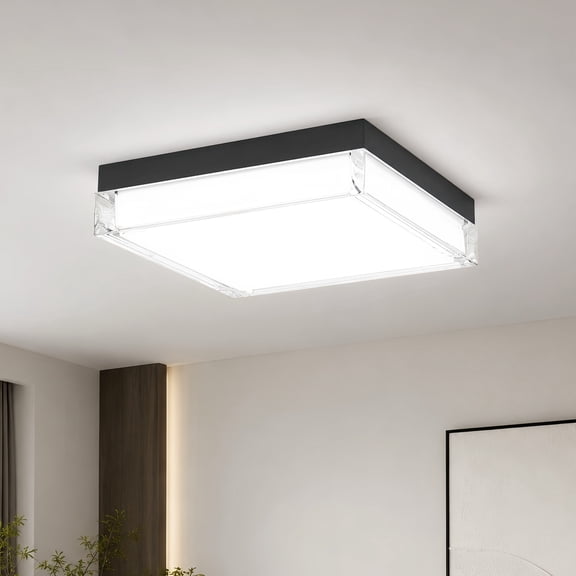 TICOZE 11 Inch Black Integrated LED Flush Mount for Bedrooms, Living Rooms, Kitchens, Hallways, 1800 Lumens 24W, 3CCT Selectable 3000K,4000K,5000K, Dimmable