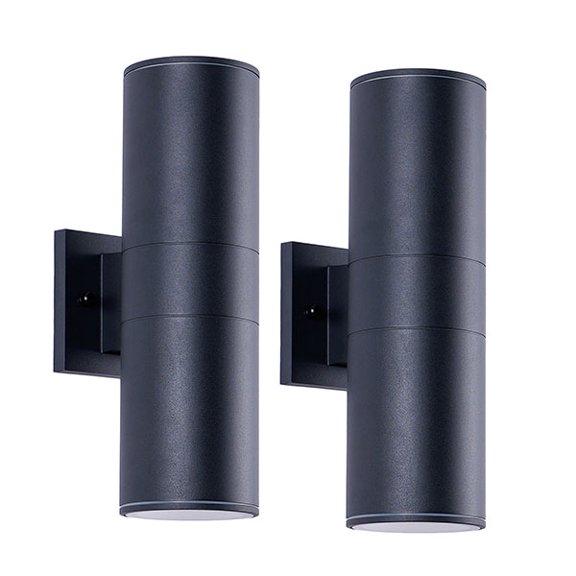TICOZE 14 Inch Modern Outdoor Porch Light 2 Pack Matte Black Outdoor Wall Lights Cylinder Up Down Light Waterproof Outdoor Wall Sconce Patio Light Fixture for House Garage (Bulbs Not Included)