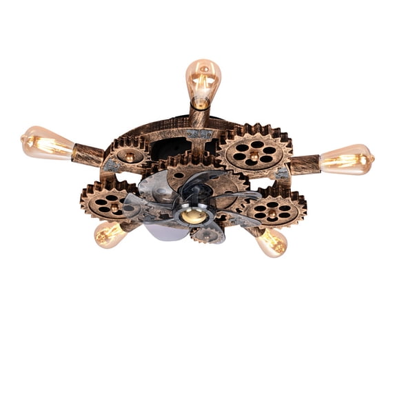 TICOZE 19.6 Inch Bronze Farmhouse Ceiling Fan with Light and Remote Control Industrial Caged Design 6 Speed Reversible Motor for Living Room, Dining RoomNOT Included Bulbs