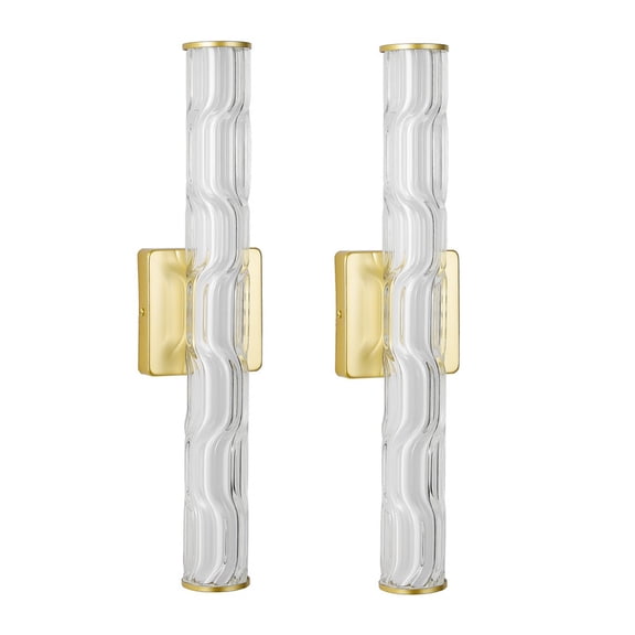 TICOZE 19.7'' Gold Bathroom Wall Sconce Set of 2, Modern Single Sconce Wall Lighting, Upgrated K9 Crystal Bronze Wall Light, Bedroom Vanity Sconce, Wall Lamp for Living Room, Stairway, Hallway