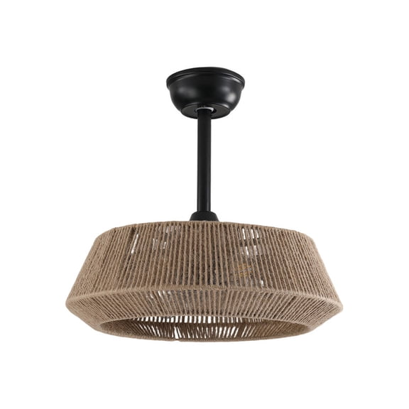 TICOZE 19 Inch Rope Suspension Bedroom Fan Light with 4 Bulbs Remote Control Dimmable 7 Blades Quiet DC Motor Reversible Airflow
