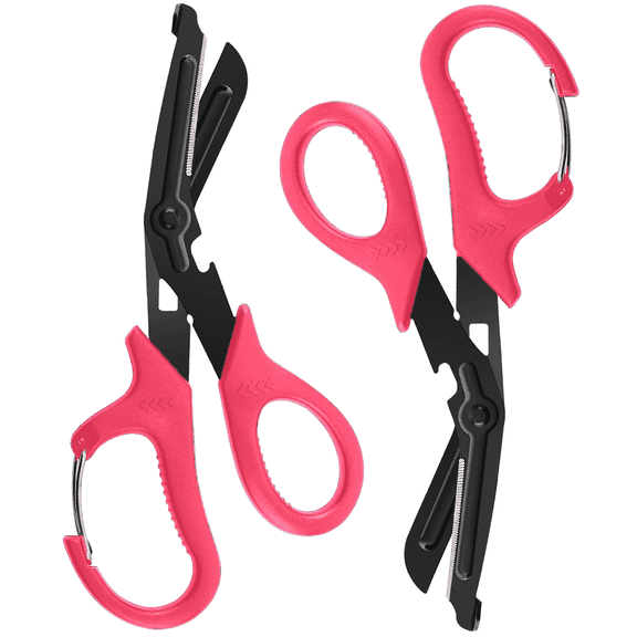 TICOZE 2 PACK Trauma Shears - Bandage Scissors for Nurses, 7.5" Fluoride Coated Non-stick Blades Stainless Steel Nursing scissors for Doctor, Nurses, Nursing Students,Pink
