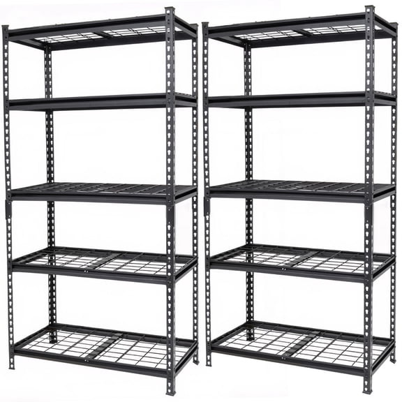 TICOZE 2 Pack 5-Tier Heavy Duty Storage Shelves, 2250LBS Each Shelf Unit, Steel Storage Utility Rack, Boltless Storage Rack for Garage, 36"W x 18"D x 72"H, Black