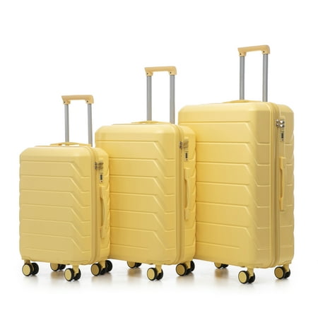 TICOZE 20"/24"/28" 3 pcs/set in ABS Spinner Wheel Luggage, Matching Color , With Combination Lock (Yellow)