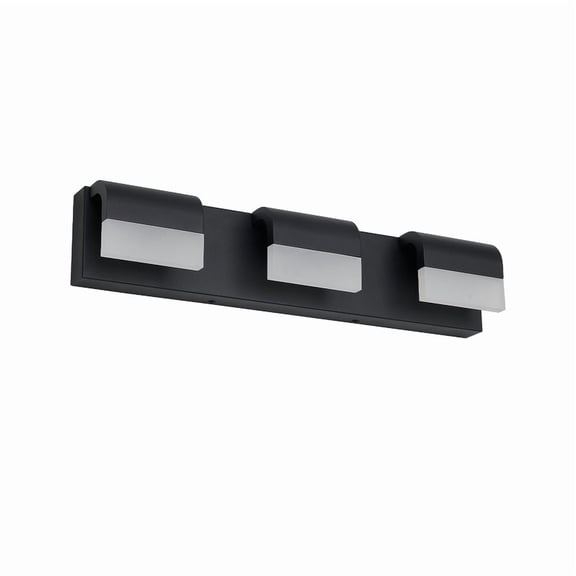 TICOZE 21.7 Inch 3-Light Dimmable LED Vanity Light in Matte Black with Acrylic Shades, Modern Bathroom Wall Sconce for Mirror Lighting