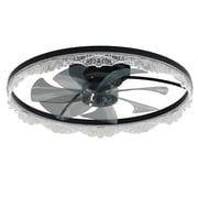 TICOZE 24" Decorative LED Ceiling Fan Light   Modern Flush Mount with Acrylic Ring, Hidden Blades, Remote Control, and Dimmable Light for Stylish Homes Black