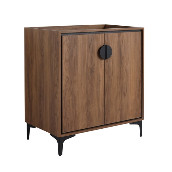 TICOZE 30 Inch Freestanding Bathroom Cabinets Vanity Cabinet with Two Doors Bathroom Vanity in Brown Engineered Wood American Design No Top Sink