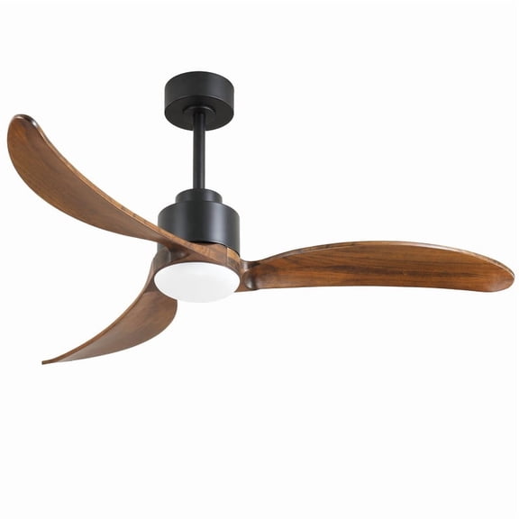 TICOZE 52 Inch Matte Black Wood Ceiling Fan with Dimmable LED Light Remote Control 6 Speed Quiet DC Motor 3 Rod Adjustable Height Reversible Ceiling Fan for Patio, Living Room, Bedroom, Office