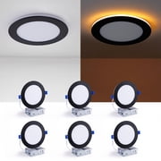 TICOZE 6 Pack 6 Inch Black LED Recessed Ceiling Light, Dimmable 5CCT Selectable 2700K-5000K, 800LM 9W Ultra-Thin Canless Wafer Light Fixtures for Bedroom, Living Room, Kitchen, Home Office