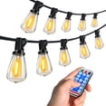 thumbnail image 1 of TICOZE 60FT Solar String Lights Waterproof, Patio Lights Solar Powered with Remote and USB Port – 15 LED Shatterproof Bulbs, 3 Light Modes, Dimmable Solar Light for Camping, Backyard, Garden, 1 of 9