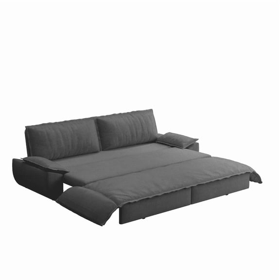 TICOZE 73.2 Inch Grey Corduroy Queen Sleeper Sofa, 3 in 1 Convertible Sofa Bed, Multi Functional Loveseat for Living Room and Bedroom