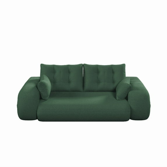 TICOZE 78.7 Inch Multi-Functional Foldable Sofa Bed, 3-in-1 Green Teddy Fabric Foam-Filled Sleeper Sofa for Living Room, Guest Bed, and Playroom