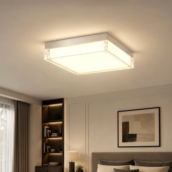 TICOZE 8 Inch Chrome Integrated LED Flush Mount for Bedrooms, Living Rooms, Kitchens, Hallways, 1500 Lumens 24W, 3CCT Selectable 3000K,4000K,5000K, Dimmable