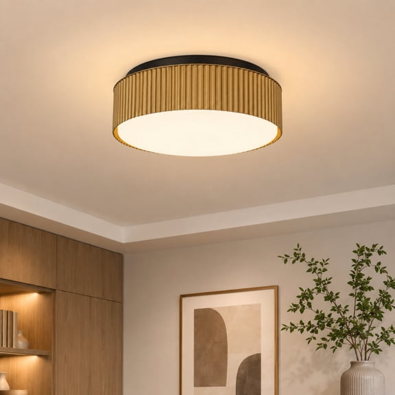 TICOZE Antique Brass 9 Inch LED Flush Mount Ceiling Light, Dimmable with 5 CCT Selectable 1400 Lumens for Kitchen Bedroom Living Room Dining Room