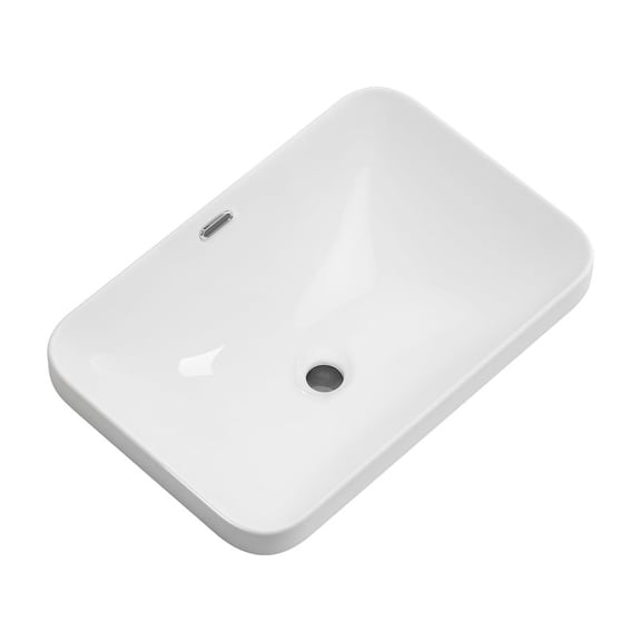 Basdien Ceramic Undermount Bathroom Sink 22.05 Inch, Seamless Vanity Sink with Vessel Sink Style, White Porcelain Ceramic Sink for Countertop Installation