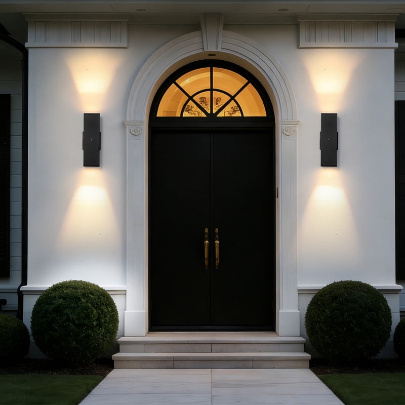 TICOZE Dusk to Dawn Modern Outdoor Wall Light Fixture, 2-Pack Black Square Exterior Lighting with Sensor, IP65 Waterproof Sconce Lights for Porch Patio Garage Front Door