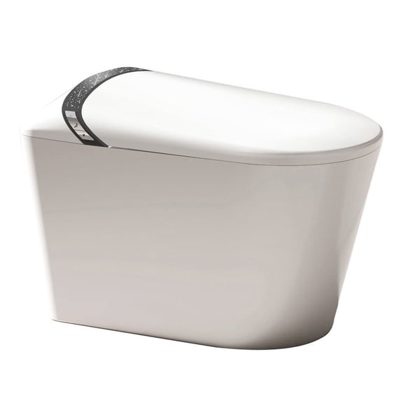 Basdien Elongated Smart Toilet with Bidet Built In,Tankless Design For Bathroom, Auto Open/Close Seat, Foot Kick, LED Display,Night Light, Warm Water & Dryer,White