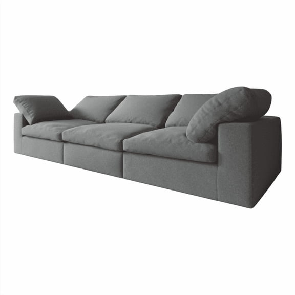 TICOZE F-Concept Chenille Fabric Upholstered Sofa, Oversized Comfy Cloud 3-Seater Sofa Couch, Double Plush Cushion for Living Room,Grey