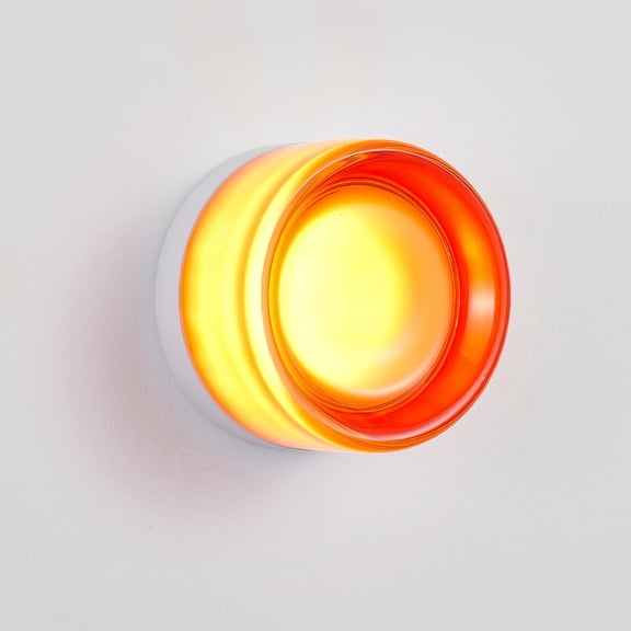 TICOZE Minimalist Round Wall Sconce Modern Simple Design, Thick Glass Shade LED Light Fixture, Concave Style Red Wall Light, Ceiling Light Compatible Wall Lamp for Bathroom Vanity Bedroom