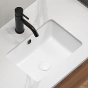 Basdien Modern White 18 Inch Rectangle Porcelain Undermount Sink, Bathroom Sink Vanity Sink with Overflow, Vessel Sinks Style Basin Sink for Under Counter Installation