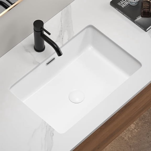 TICOZE Modern White 22 Inch Rectangular Undermount Bathroom Sink, Vanity Sink with Overflow, High-Quality Ceramic Vessel Sinks Style Basin Sink for Under Counter