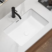 Basdien Modern White 22 Inch Rectangular Undermount Bathroom Sink, Vanity Sink with Overflow, High-Quality Ceramic Vessel Sinks Style Basin Sink for Under Counter
