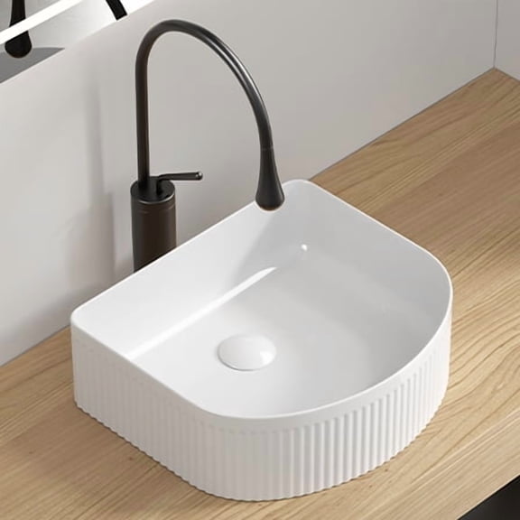 TICOZE Rectangular 15.75" Vessel Sink Above-Counter Bathroom Sink with High-Density Porcelain, Modern Ceramic Bathroom Sink Construction for Durable Vanity Sink Installation