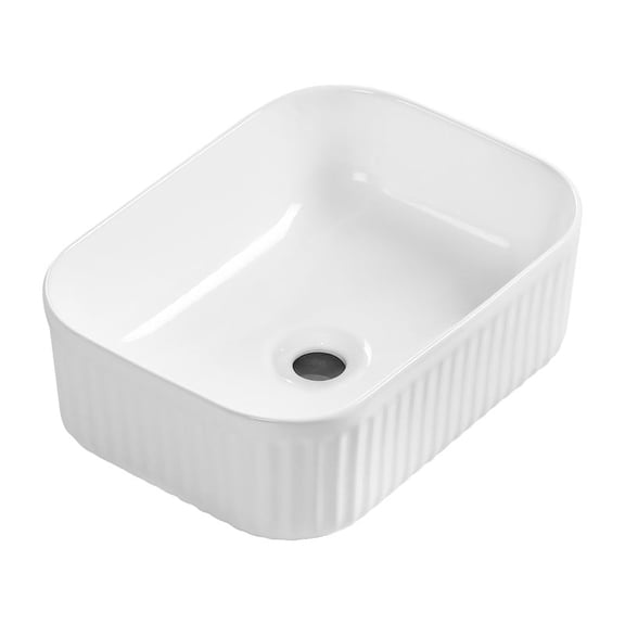 TICOZE Rectangular 15.75" Vessel Sink Above-Counter Bathroom Sink with Matte Stone Resin Finish, Repairable Ceramic Bathroom Sink Construction for Durable Vanity Sink Installation