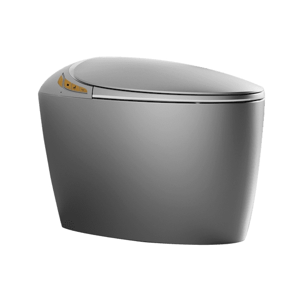 Basdien Unique Smart Toilet with Bidet Built In, Intelligent One Piece Toilet For Modern Bathroom, Auto Open/Close Seat, Foot Sensor, LED Display,Night Light, Warm Water & Dryer,Grey