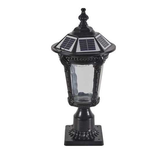 TICOZE Vintage-Style Black Dimmable Outdoor Solar Lights with Auto On/Off - 18.5" Iron Construction for Garden, Pathway & Yard Decor (1-Pack)