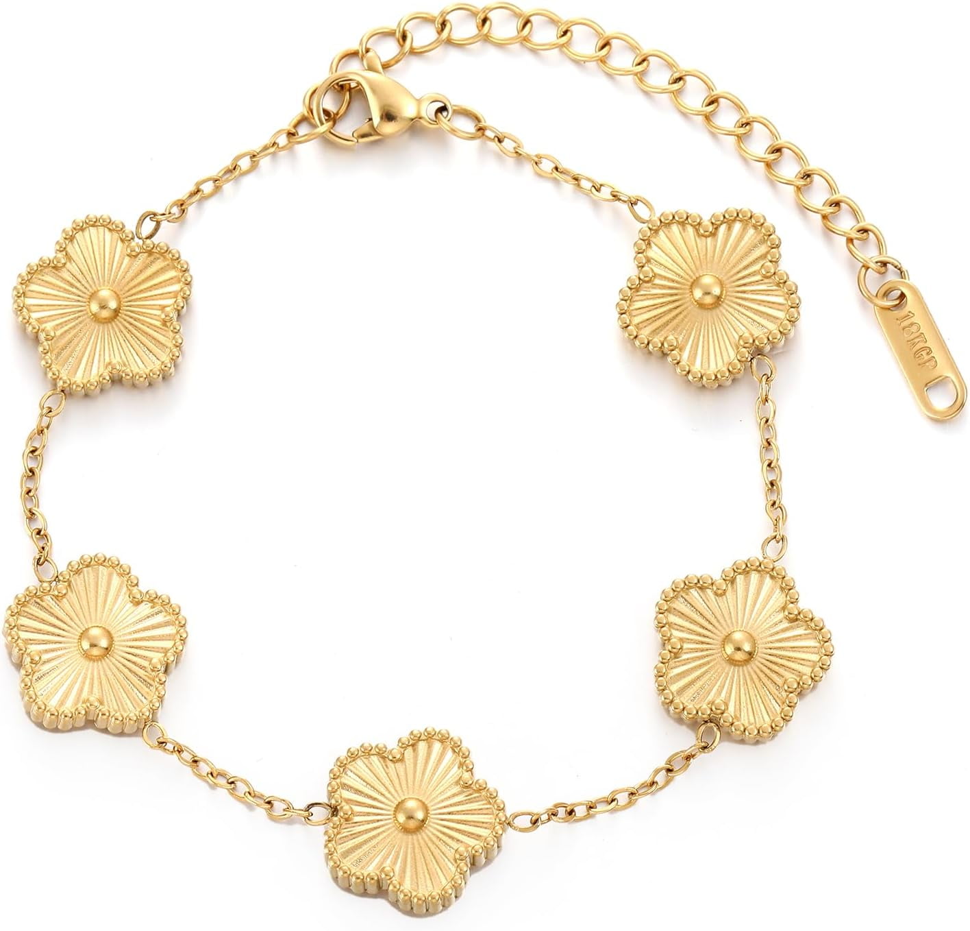 TICVSS Four Leaf Clover Bracelet for Women 18K Gold Plated Stainless ...