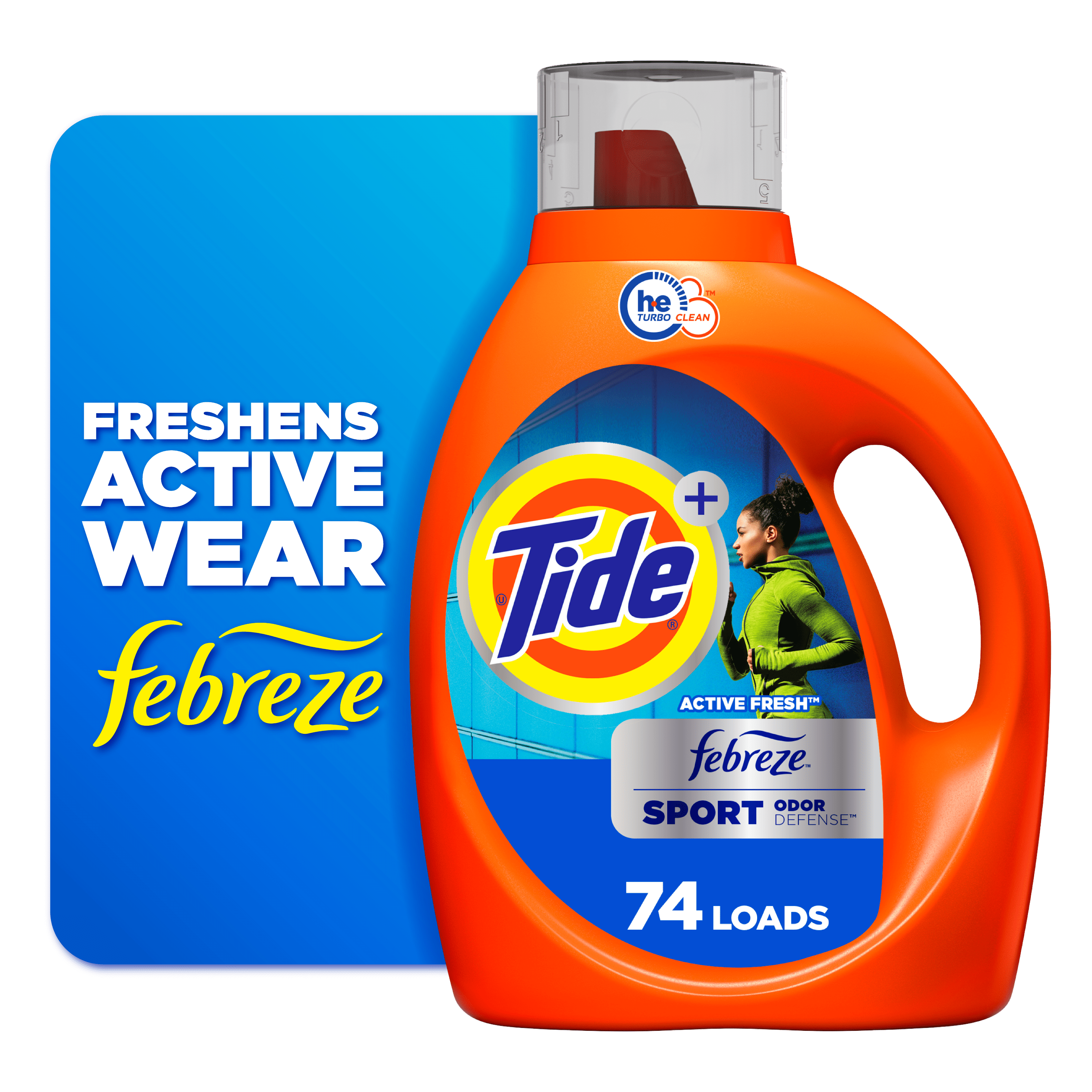 Tide Plus Febreze Sport Odor Defense HE Turbo Clean Liquid Laundry Detergent, 74 Loads, 105 fl oz