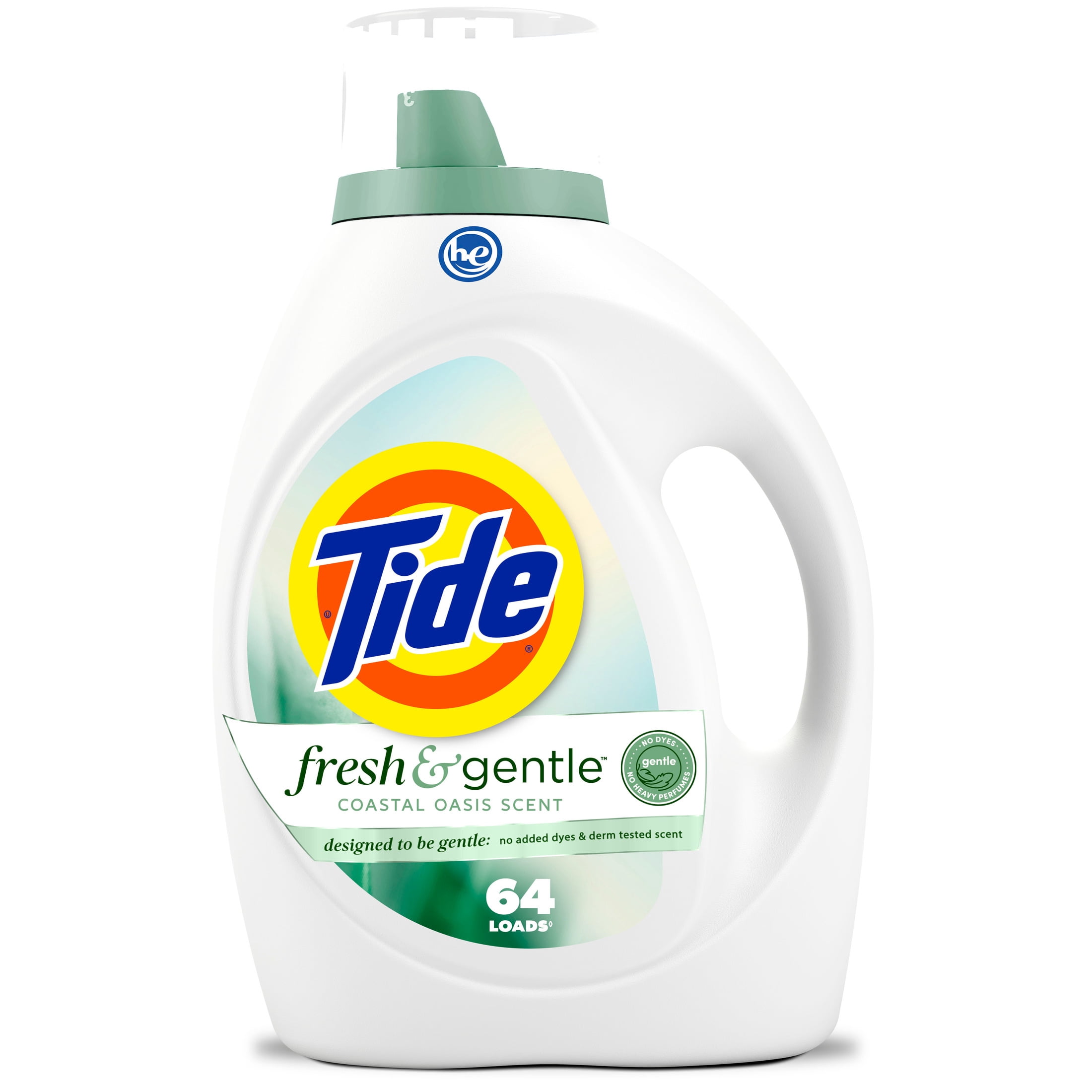Tide Fresh & Gentle Liquid Laundry Detergent, Coastal Oasis Scent, 64 Loads, 84 fl oz