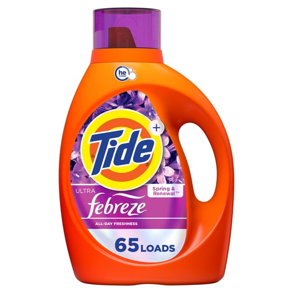 Tide Ultra Febreze Liquid Laundry Detergent, Spring and Renewal scent, 92 fl oz, 65 Loads