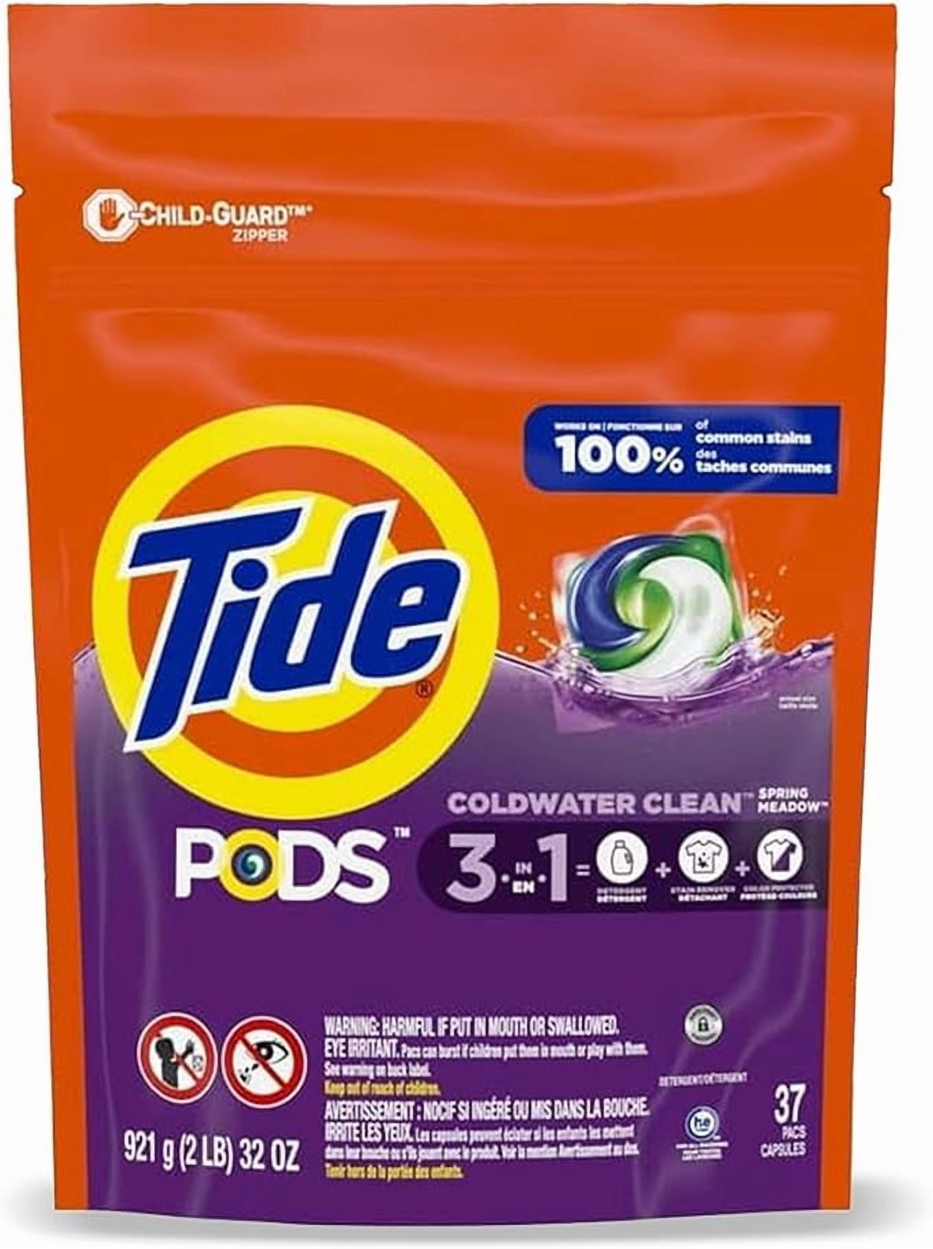 TIDE PODS Laundry Detergent Soap Pacs, Spring Meadow Scent, Powerful 3-in-1 Clean, HE Compatible, 39 Count (1 Bag)