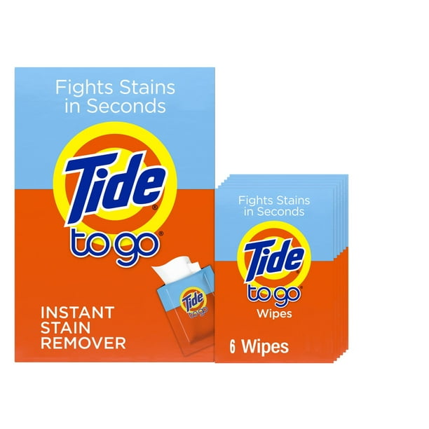 Tide To Go Instant Stain Remover, Laundry Cleaning Wipes, 6 Count