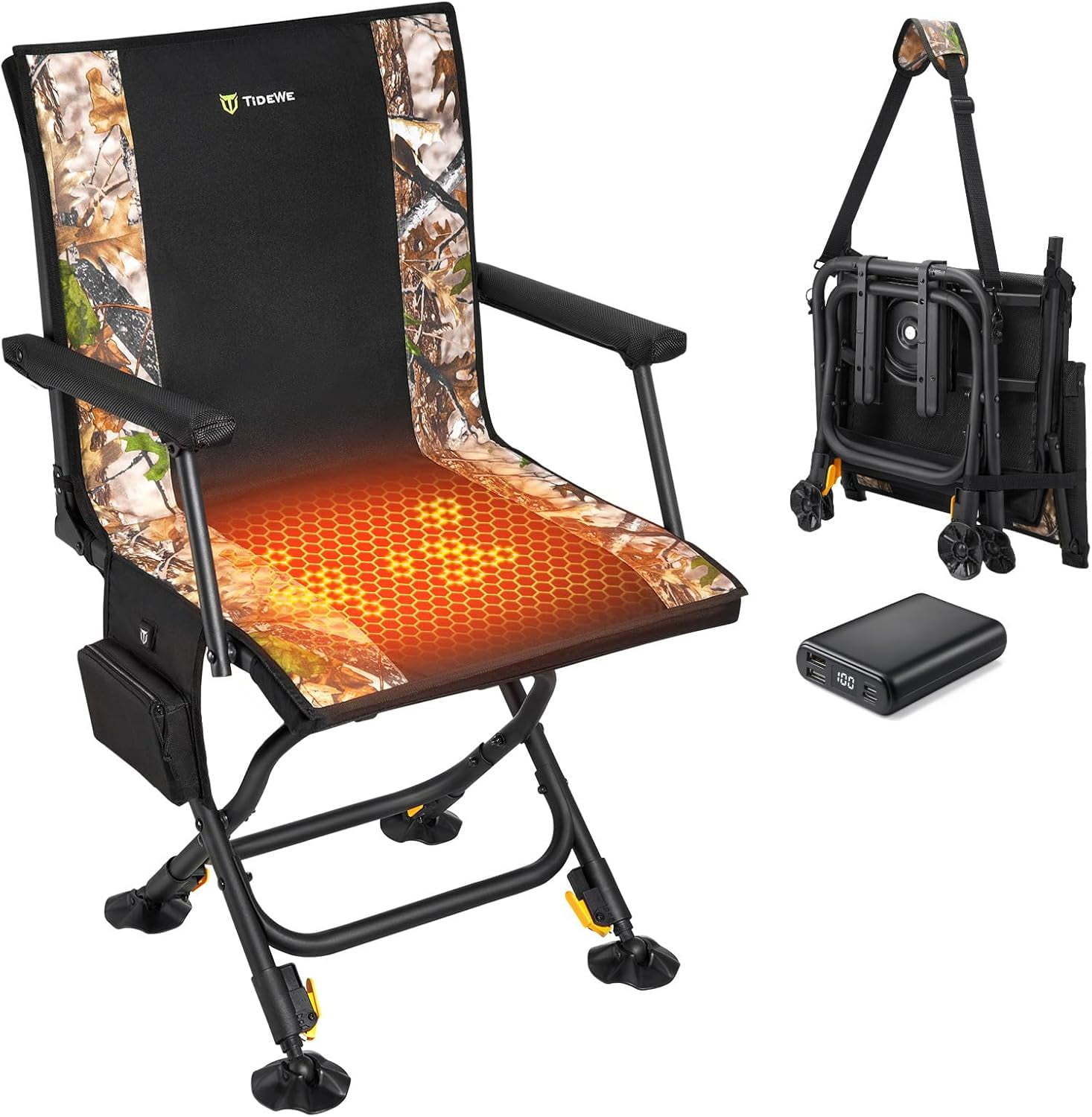 TIDEWE Hunting Chair Heated with Detachable Seat Cover & Battery, 360