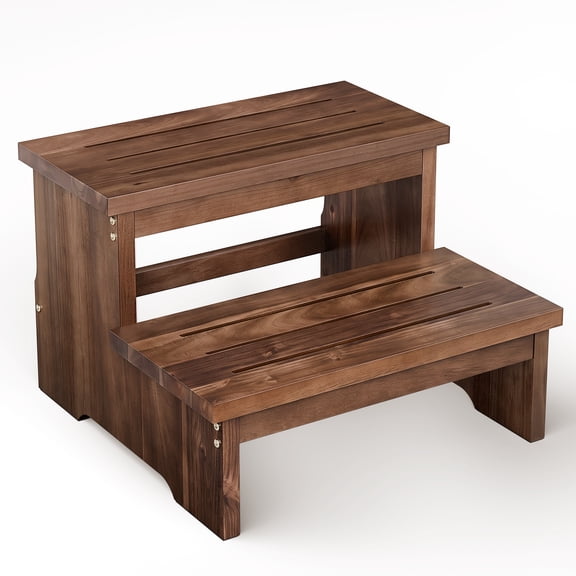16.5" Acacia Wood Two Step Stool for Spa & Hot Tub, (Patent Pending) | Solid Acacia Wood, 2-step Design, 300 lbs Capacity, Non-slip, Slatted Design, Water-resistant, Multi-purpose, Easy Assembly