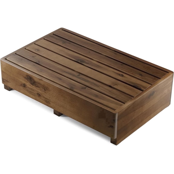 TIDITA 6.5" Acacia Wood One Step Stool for Elderly with Non-Slip Pads, 550 lbs Wooden Mobility Step Foot Stools for Adults, Bed, Bathroom, Garden