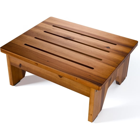 TIDITA 6" Acacia Wood One Step Stool for Adults - 300 Lbs Wooden Step Stools Heavy Duty for High Bed Riser, Bathroom, Bedroom - Small Stepping Stool for Elderly, Seniors, Kids, Handicap Use Indoor